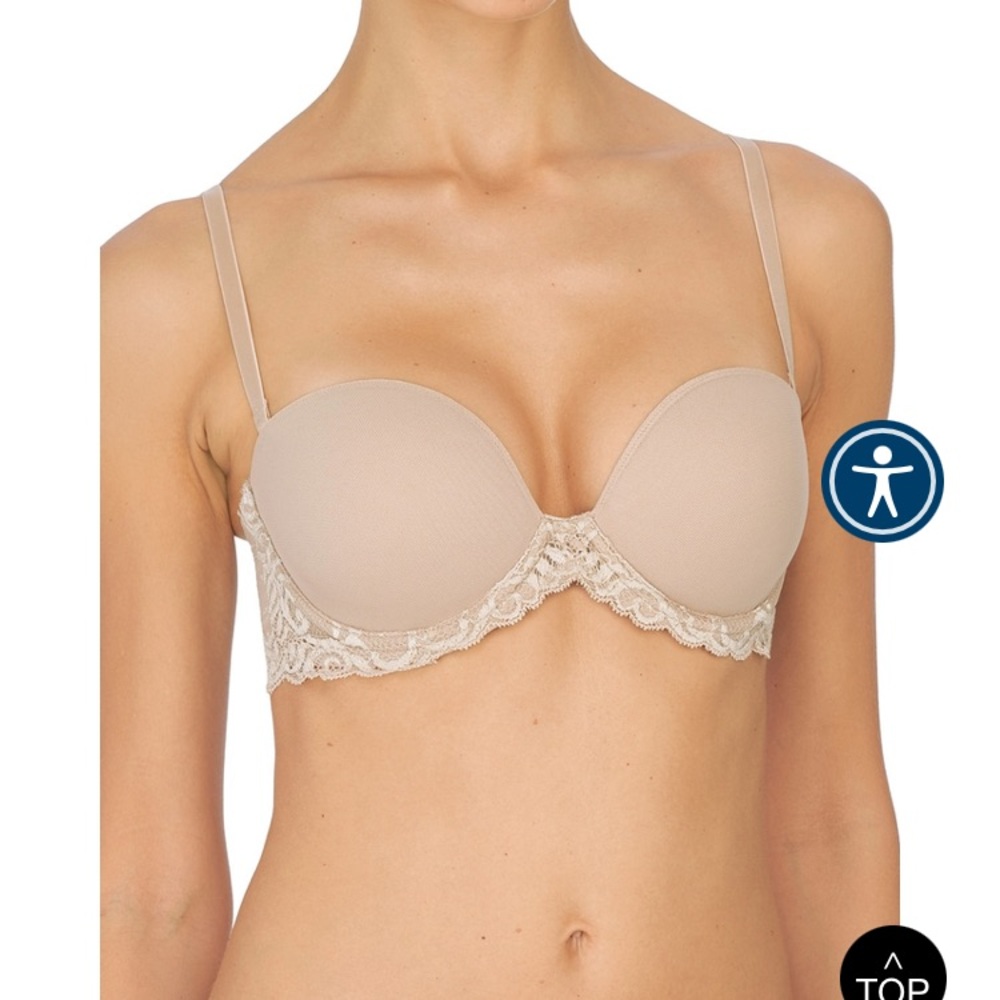Natori feathers café convertible strapless bra 32DD 3 hook closure BNWOT